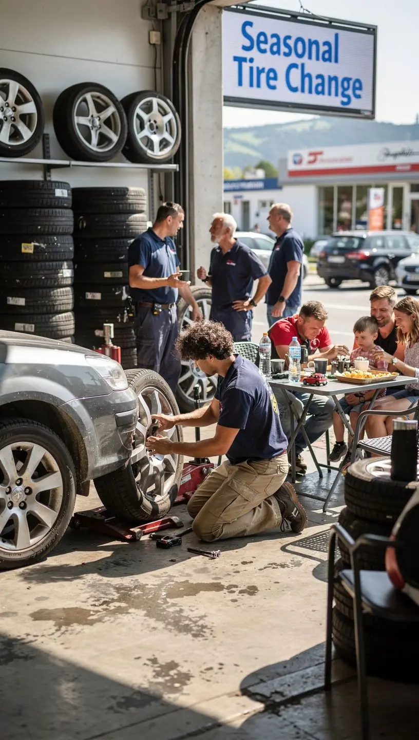 Výmena letných pneumatík za zimné v autoservise podľa dohodnutého termínu.